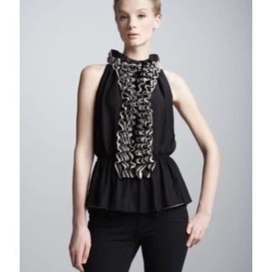 Robert Rodriguez Target Neiman Marcus Ruffle Front Blouse/Top ~ Size Medium